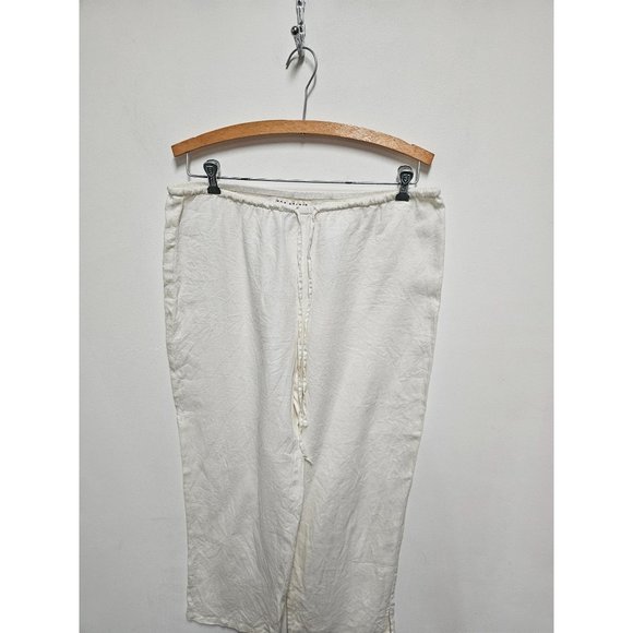 Max Studio Linen Blend White Drawstring Wide Leg Pants Size M - Picture 4 of 7